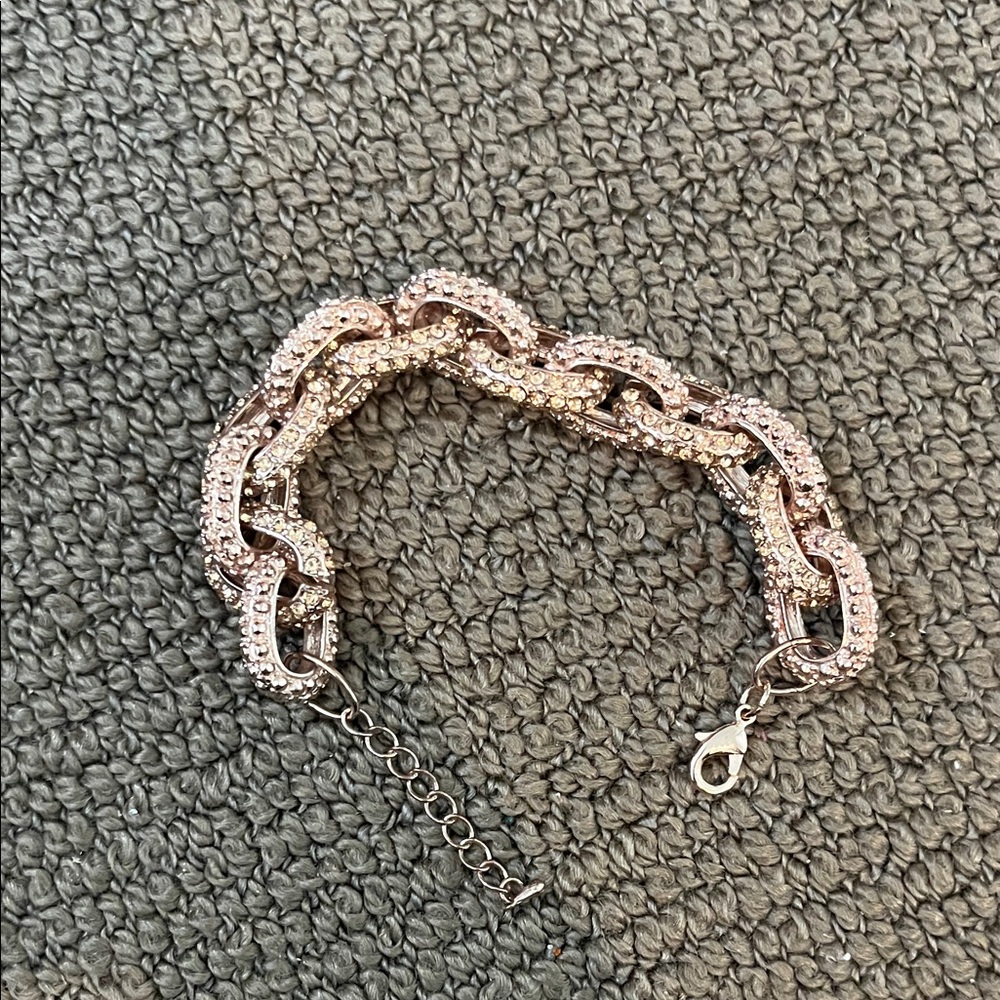 Elegant Rose Gold Chain Bracelet with Rhinestones